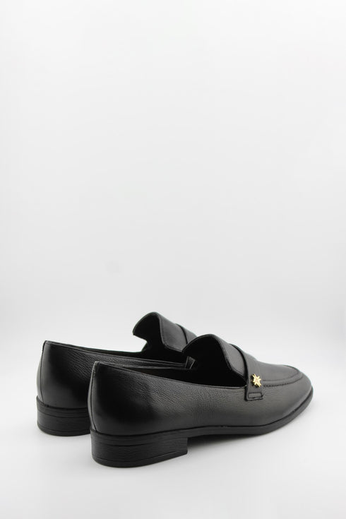 Luz da lua Leather Loafers with Star Accent